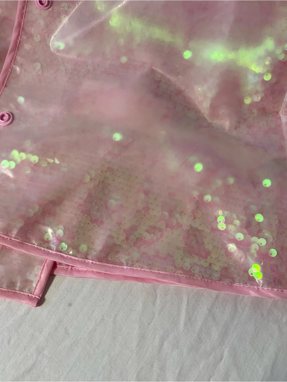 Disney Pink Iridescent Sequin Kids Raincoat